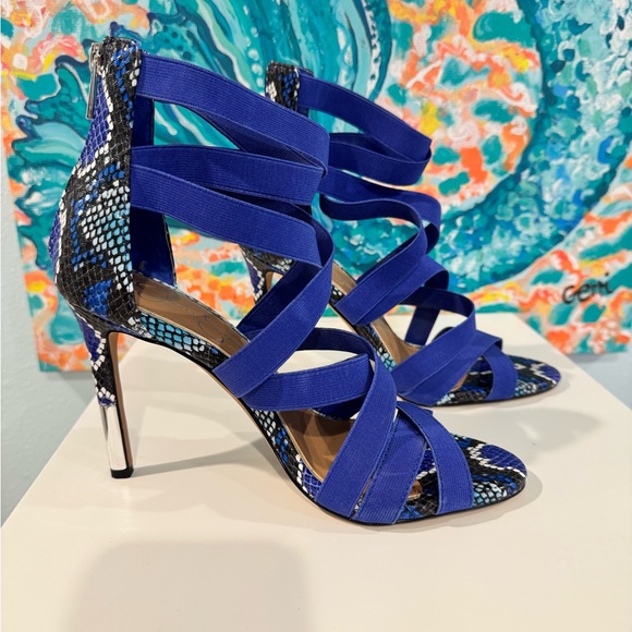 Jessica Simpson Women's Jyra Heeled Sandal -Royal Blue snakeskin - Picture 2 of 7